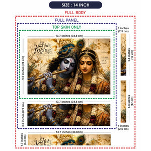 Spiritual Hindu Radha Krishna Vintage Floral Laptop Skin - View 7