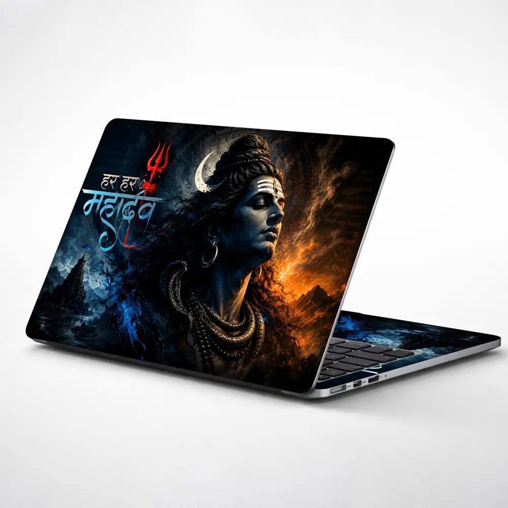 Spiritual Hindu Shiva Har Har Mahadev Face Laptop Skin - View 1