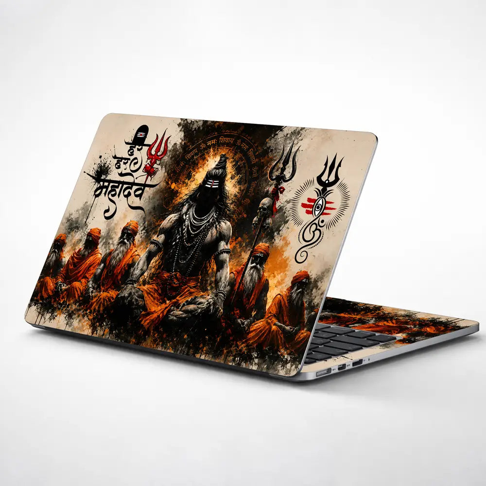 Spiritual Hindu Shiva Mahadev Sadhus Meditation Laptop Skin - View 1