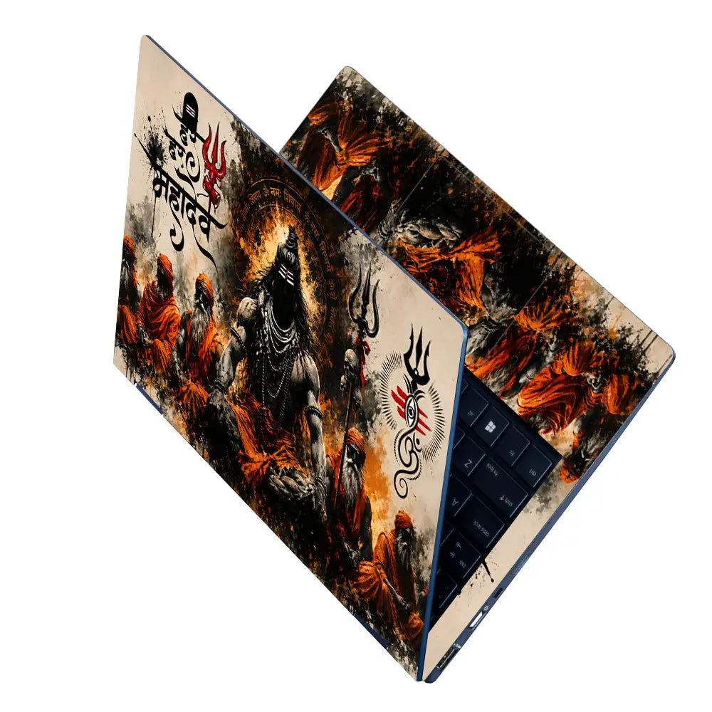 Spiritual Hindu Shiva Mahadev Sadhus Meditation Laptop Skin - View 2