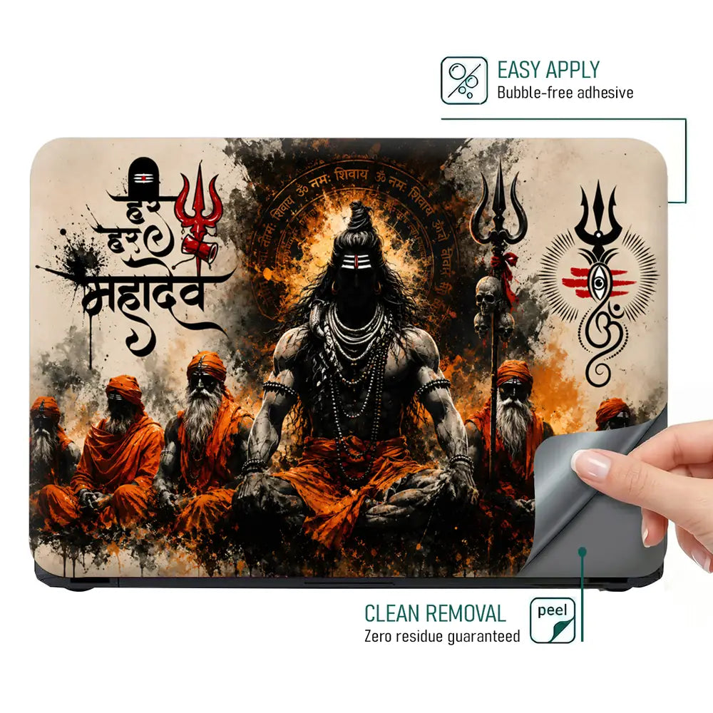 Spiritual Hindu Shiva Mahadev Sadhus Meditation Laptop Skin - View 4