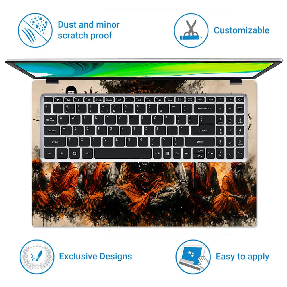 Spiritual Hindu Shiva Mahadev Sadhus Meditation Laptop Skin - View 5