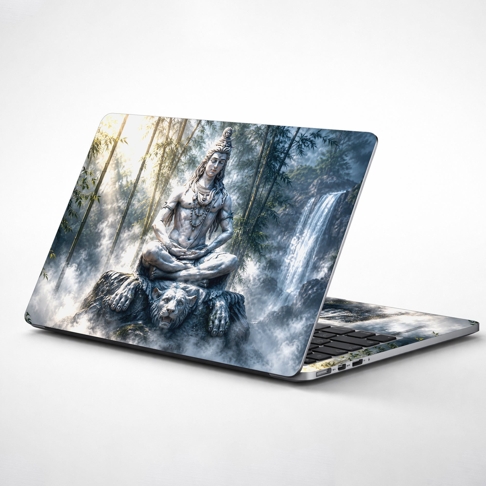 Spiritual Hindu Shiva Meditation Tiger Bamboo Laptop Skin - View 1