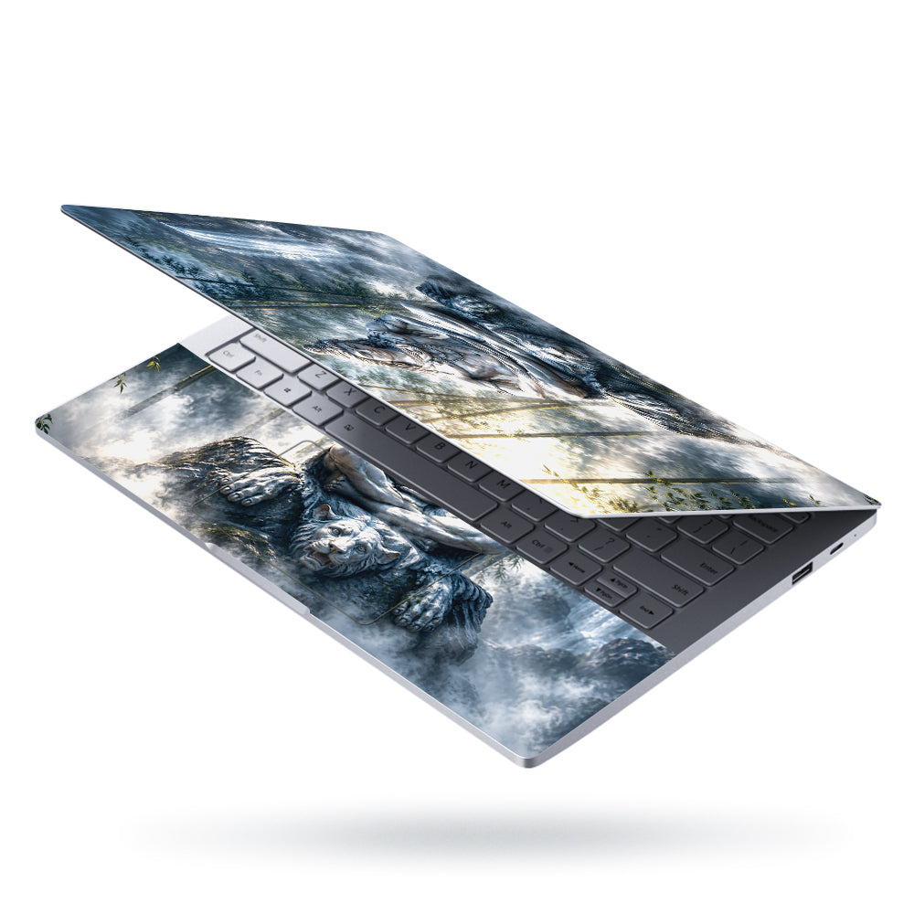 Spiritual Hindu Shiva Meditation Tiger Bamboo Laptop Skin - View 3