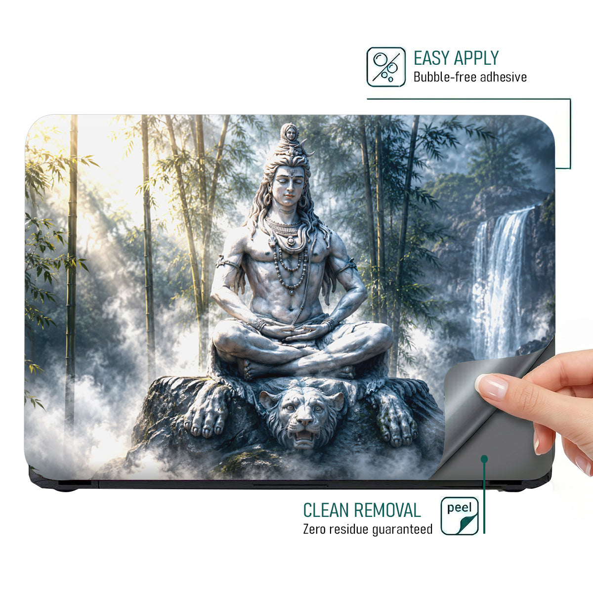 Spiritual Hindu Shiva Meditation Tiger Bamboo Laptop Skin - View 4