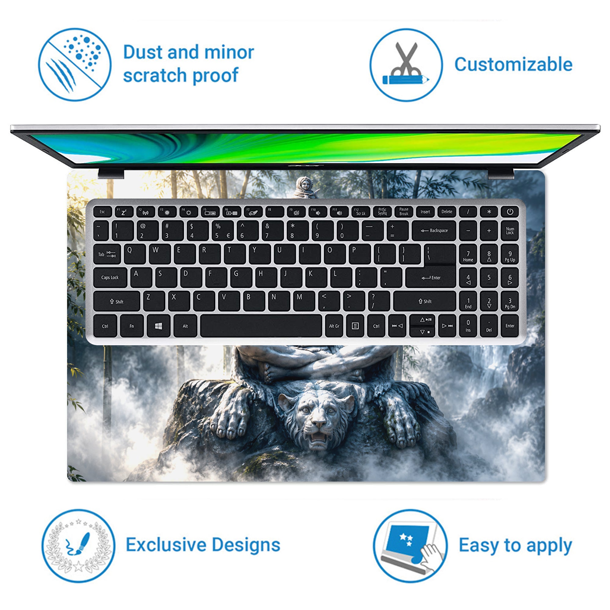 Spiritual Hindu Shiva Meditation Tiger Bamboo Laptop Skin - View 5