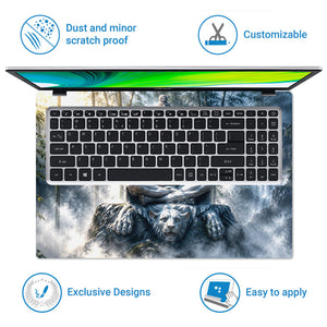 Spiritual Hindu Shiva Meditation Tiger Bamboo Laptop Skin - View 5