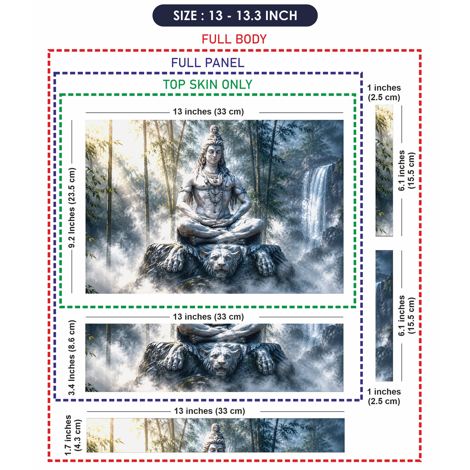 Spiritual Hindu Shiva Meditation Tiger Bamboo Laptop Skin - View 6