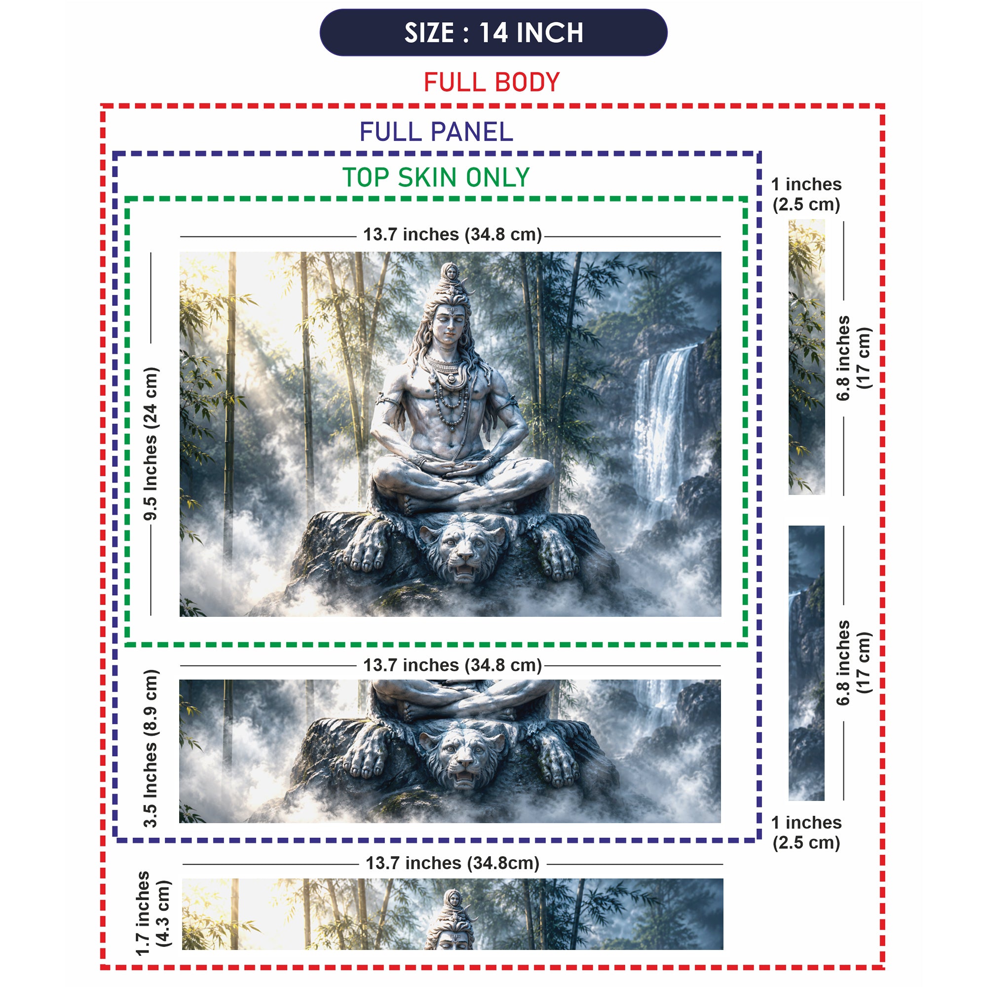 Spiritual Hindu Shiva Meditation Tiger Bamboo Laptop Skin - View 7