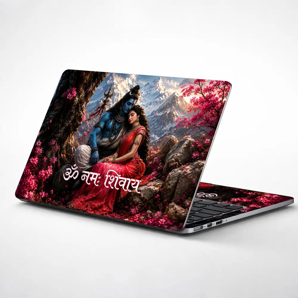 Spiritual Hindu Shiva Parvati Om Namah Mountains Laptop Skin - View 1
