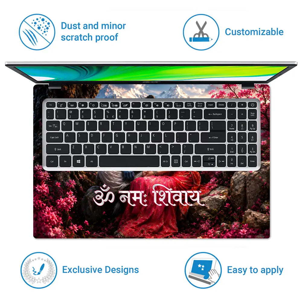 Spiritual Hindu Shiva Parvati Om Namah Mountains Laptop Skin - View 5