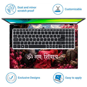 Spiritual Hindu Shiva Parvati Om Namah Mountains Laptop Skin - View 5