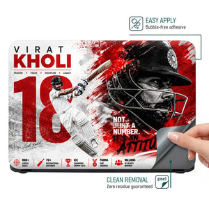 Sports Cricket Kohli Attitude Red Laptop Skin - View 4