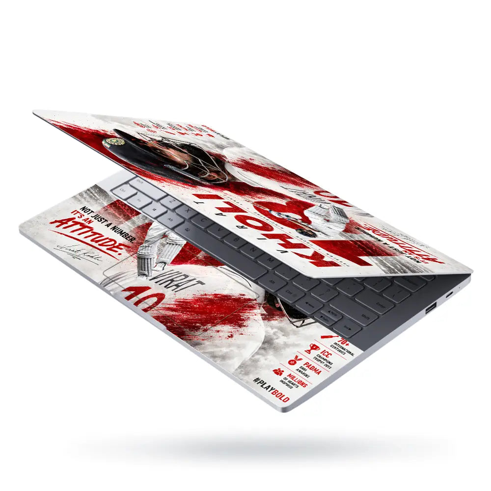 Sports Cricket Kohli Attitude Test Laptop Skin - View 3