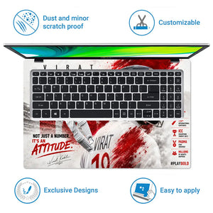 Sports Cricket Kohli Attitude Test Laptop Skin - View 5