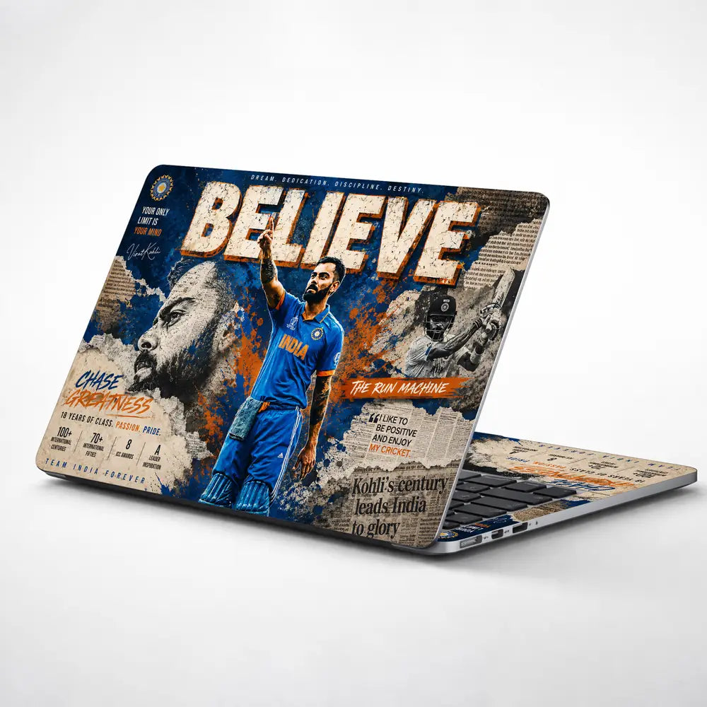 Sports Cricket Kohli Believe Laptop Skin - View 1