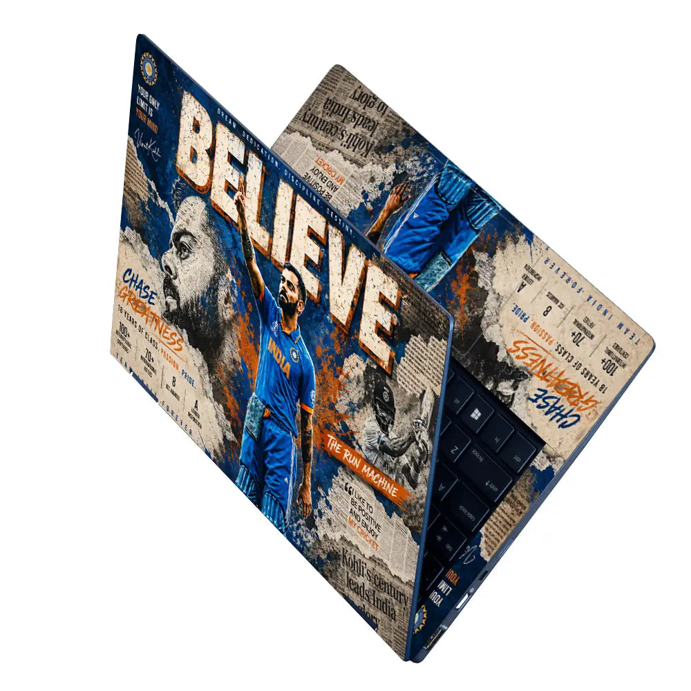 Sports Cricket Kohli Believe Laptop Skin - View 2