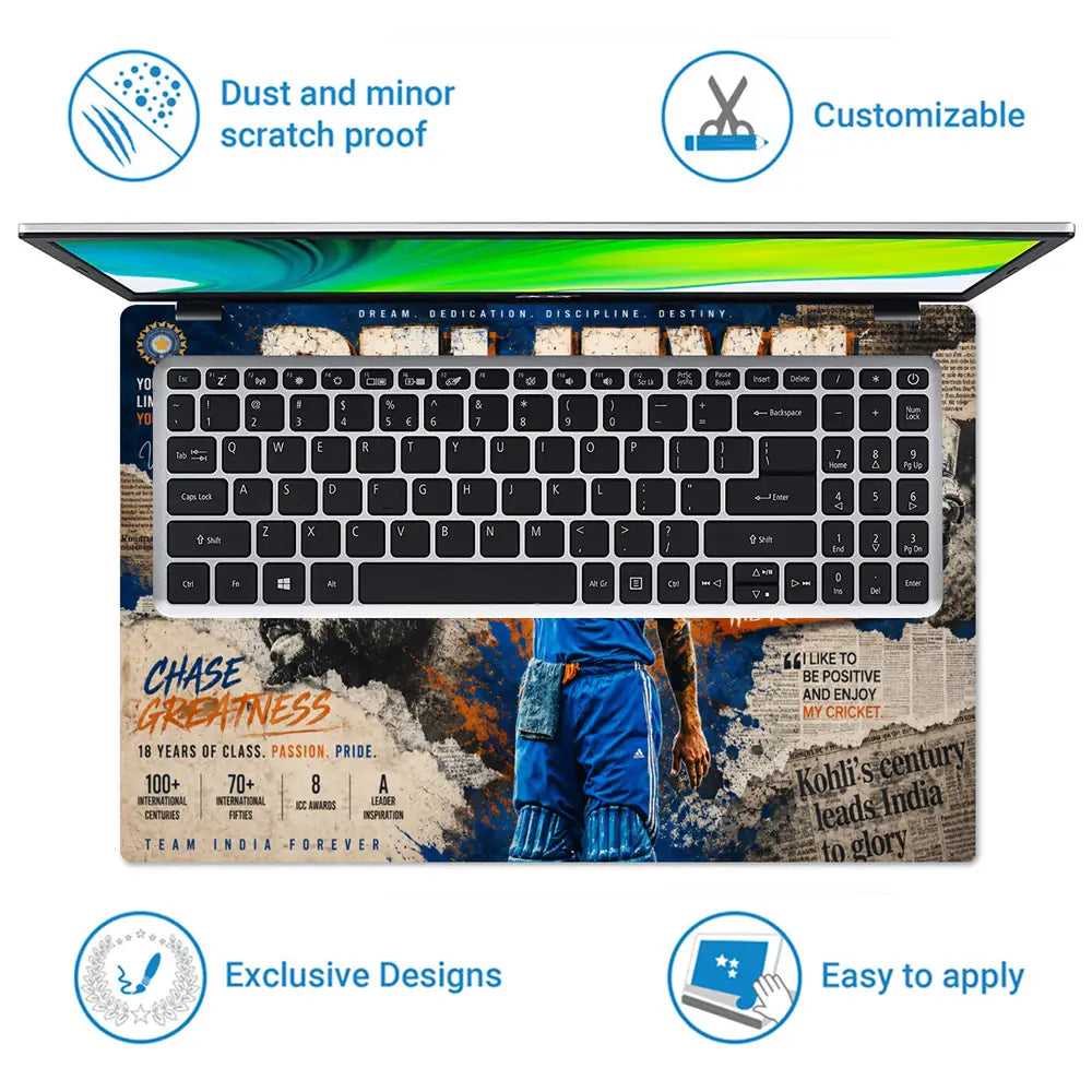 Sports Cricket Kohli Believe Laptop Skin - View 5