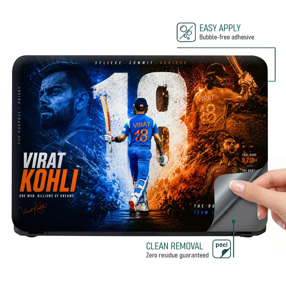 Sports Cricket Kohli Billions Of Dreams Laptop Skin - View 4
