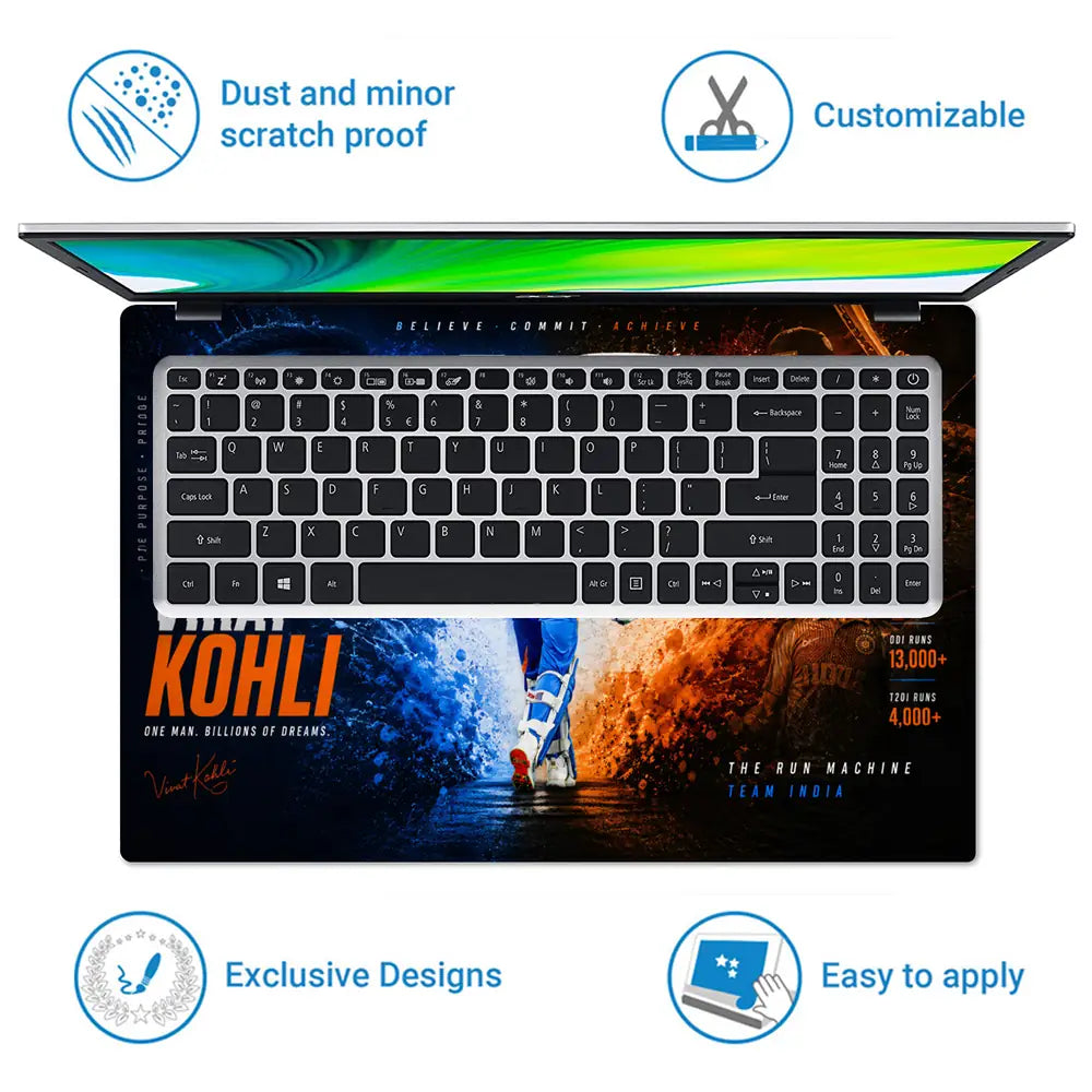 Sports Cricket Kohli Billions Of Dreams Laptop Skin - View 5