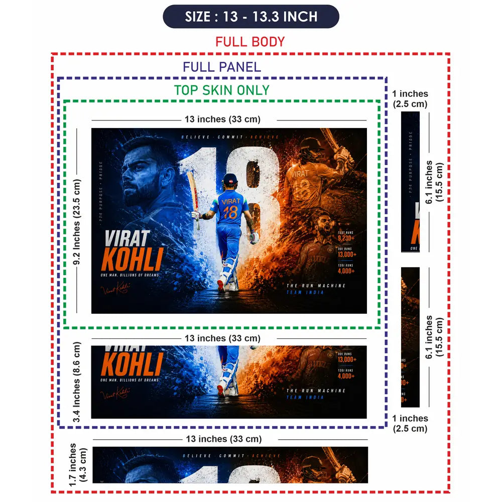 Sports Cricket Kohli Billions Of Dreams Laptop Skin - View 6