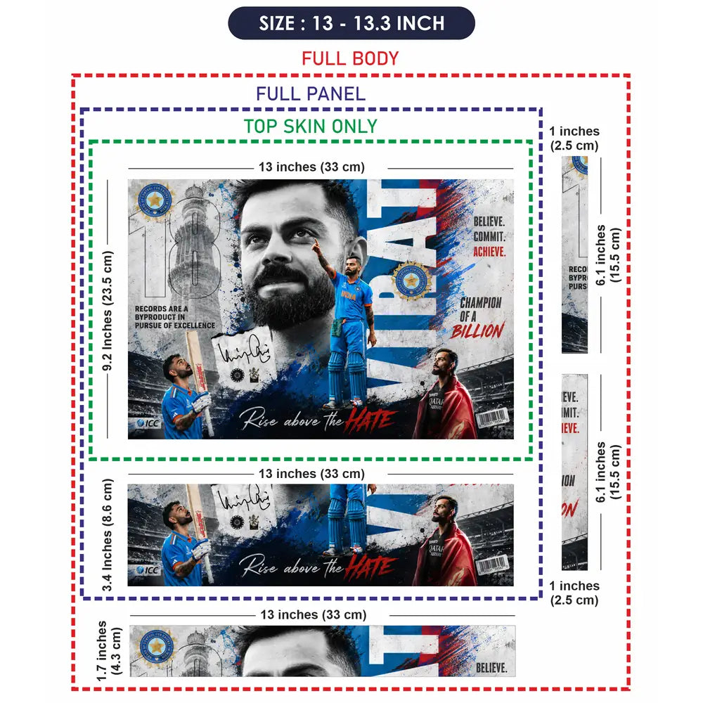 Sports Cricket Kohli Champion Of Billion Laptop Skin - View 6