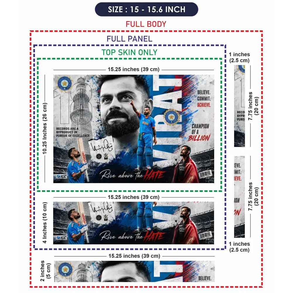 Sports Cricket Kohli Champion Of Billion Laptop Skin - View 8