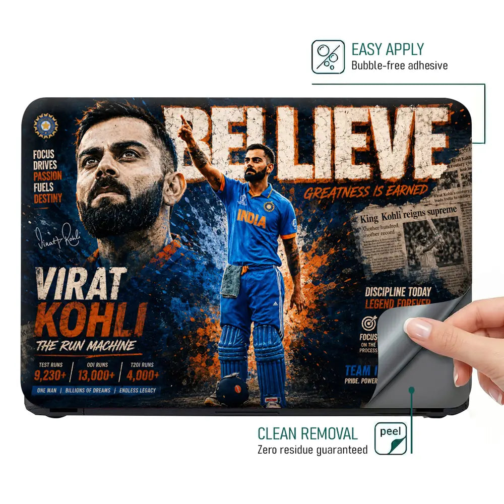 Sports Cricket Kohli Greatness Earned Laptop Skin - View 4