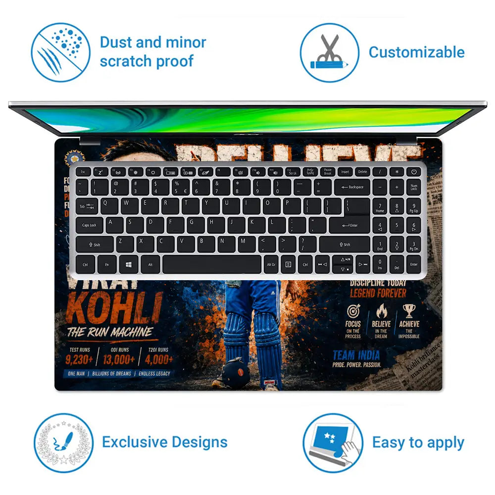 Sports Cricket Kohli Greatness Earned Laptop Skin - View 5