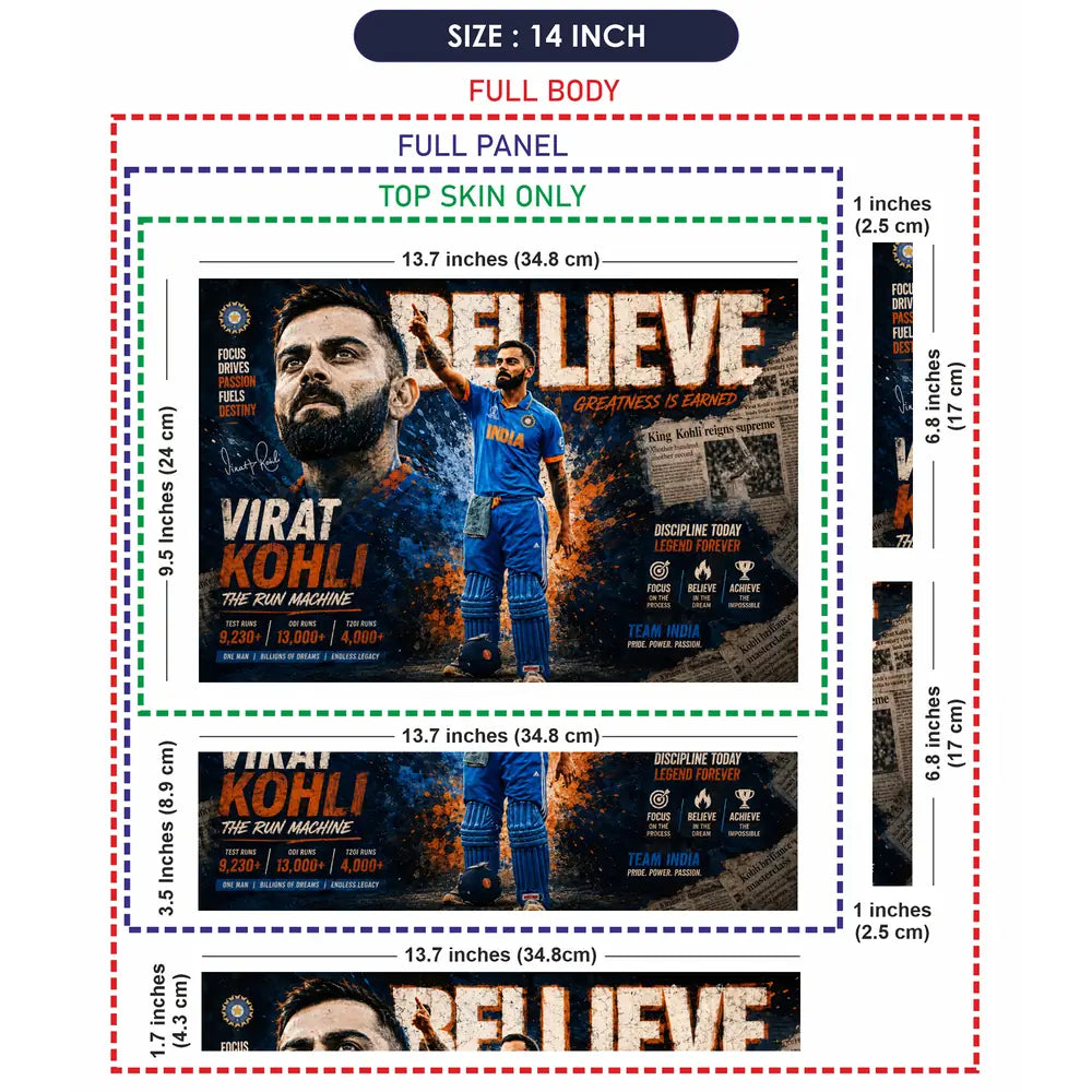 Sports Cricket Kohli Greatness Earned Laptop Skin - View 7