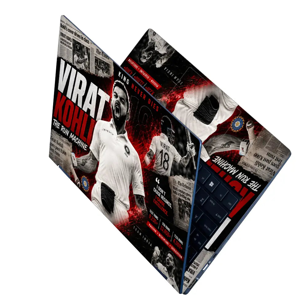 Sports Cricket Kohli King Never Dies Laptop Skin - View 2