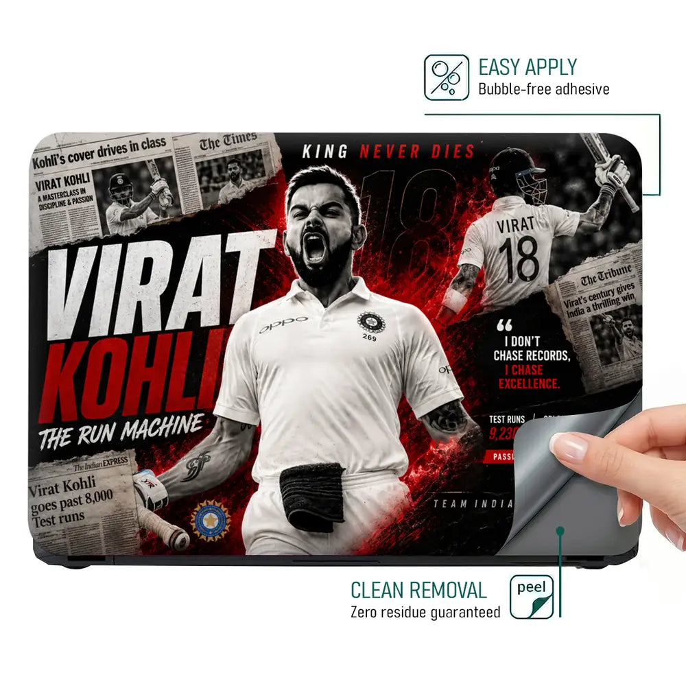 Sports Cricket Kohli King Never Dies Laptop Skin - View 4