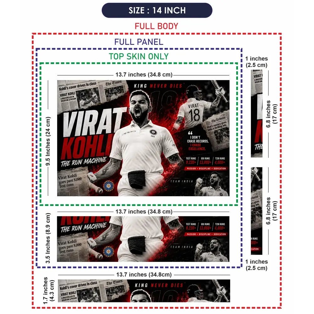 Sports Cricket Kohli King Never Dies Laptop Skin - View 7