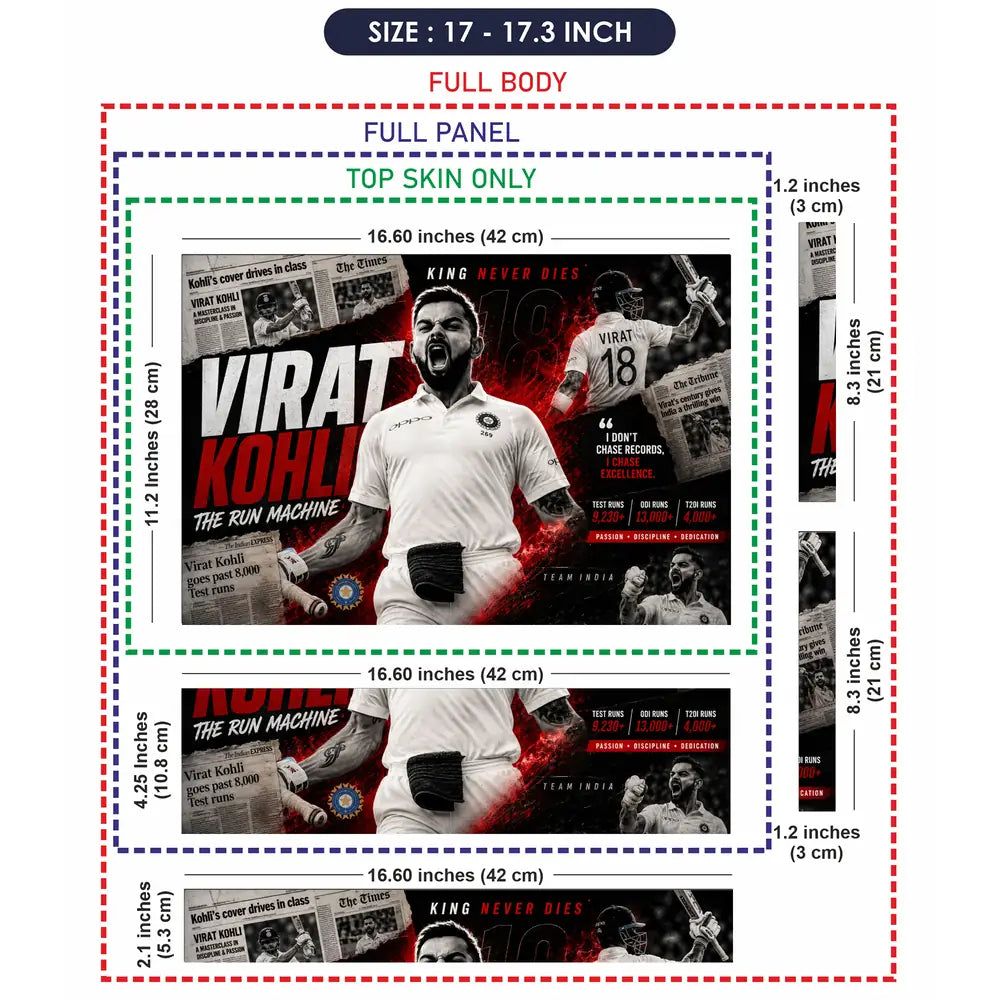 Sports Cricket Kohli King Never Dies Laptop Skin - View 9