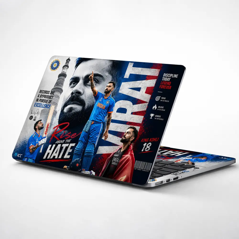 Sports Cricket Kohli Rise Above Hate Laptop Skin - View 1