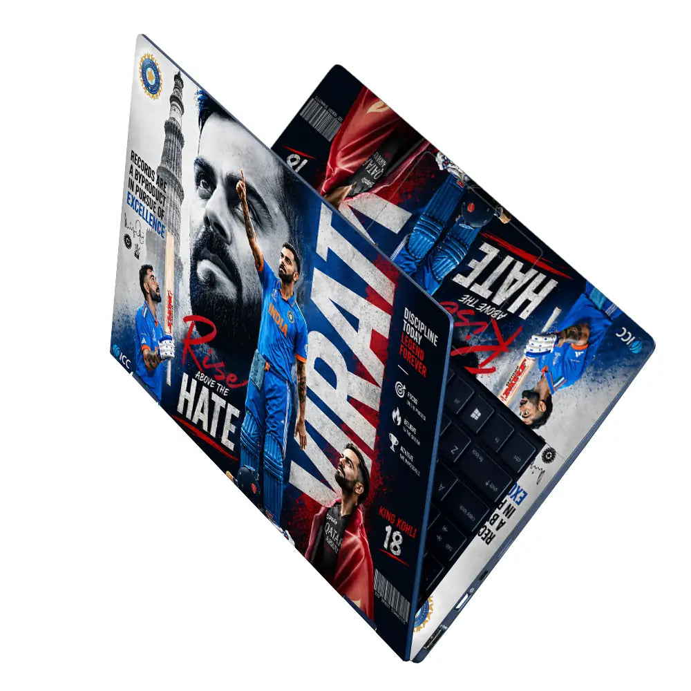 Sports Cricket Kohli Rise Above Hate Laptop Skin - View 2