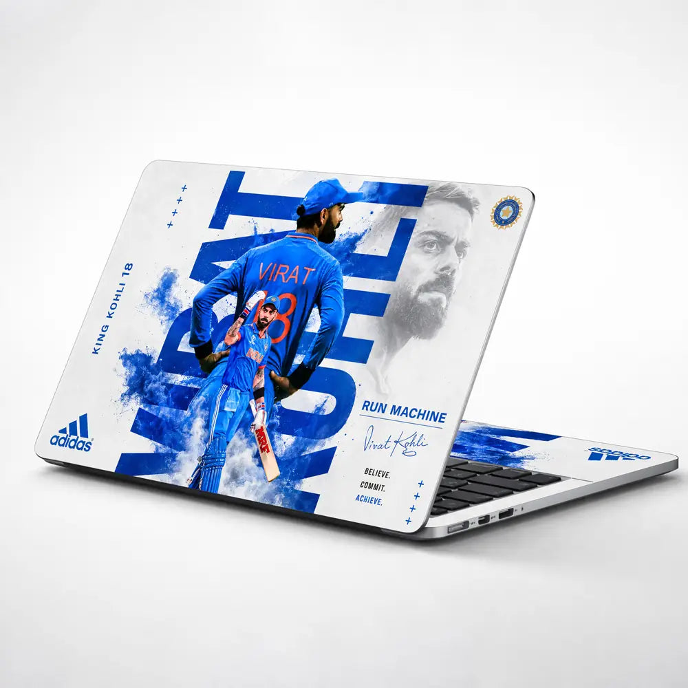 Sports Cricket Kohli Run Machine Back Laptop Skin - View 1
