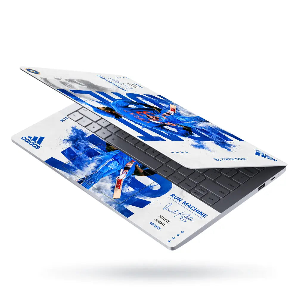 Sports Cricket Kohli Run Machine Back Laptop Skin - View 3