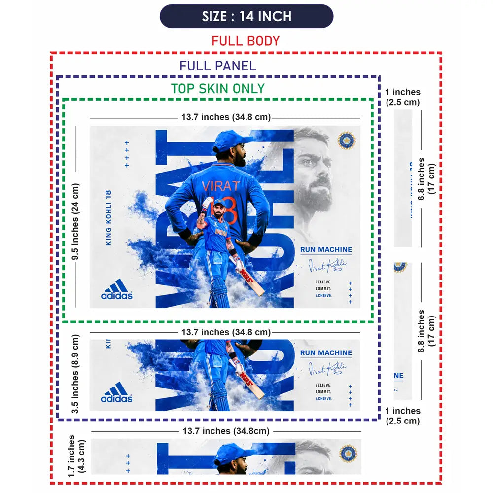 Sports Cricket Kohli Run Machine Back Laptop Skin - View 7