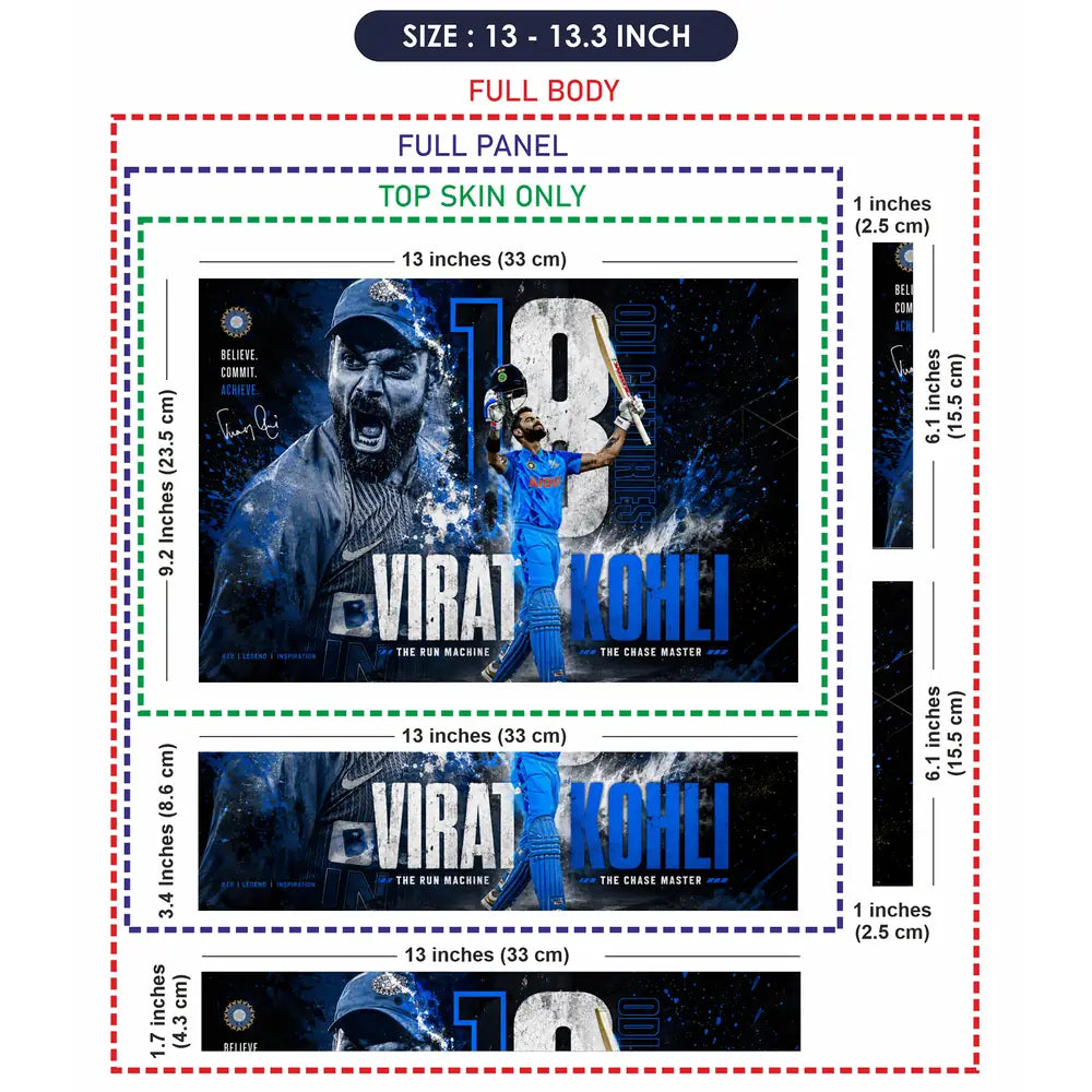 Sports Cricket Kohli Run Machine Blue Laptop Skin - View 6
