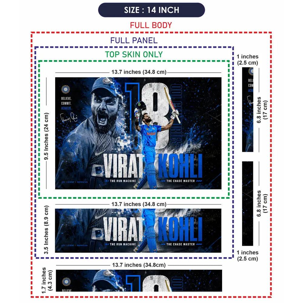 Sports Cricket Kohli Run Machine Blue Laptop Skin - View 7