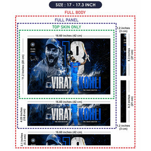 Sports Cricket Kohli Run Machine Blue Laptop Skin - View 9