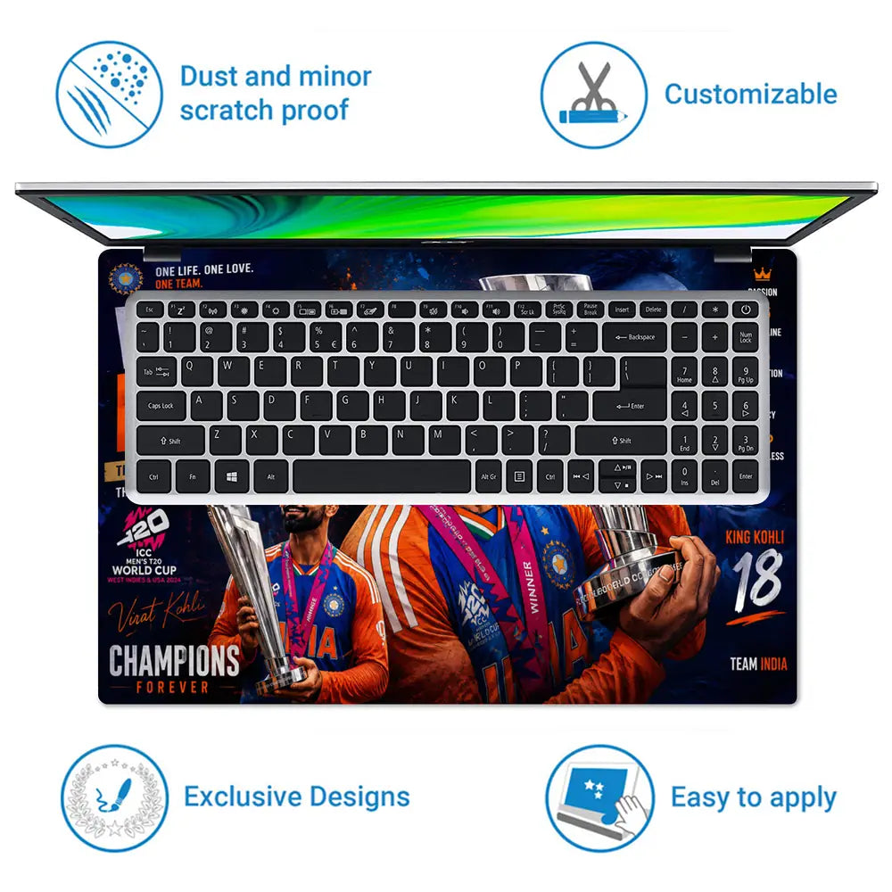 Sports Cricket Kohli T20 World Cup Laptop Skin - View 5