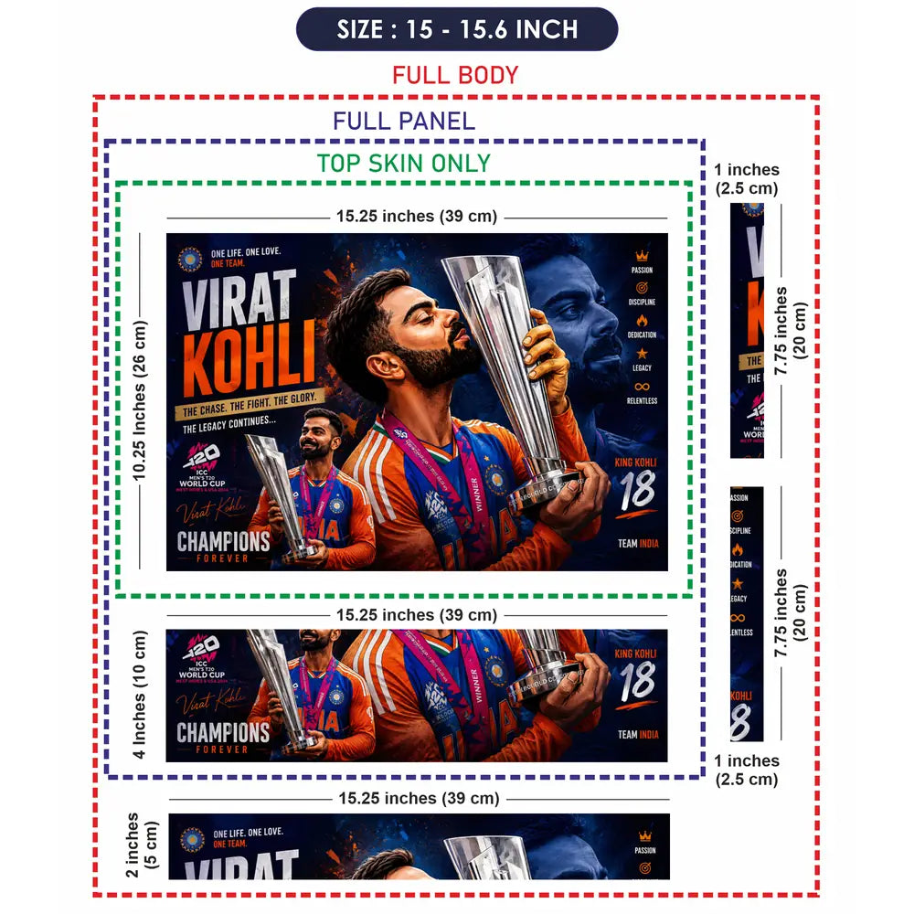 Sports Cricket Kohli T20 World Cup Laptop Skin - View 8
