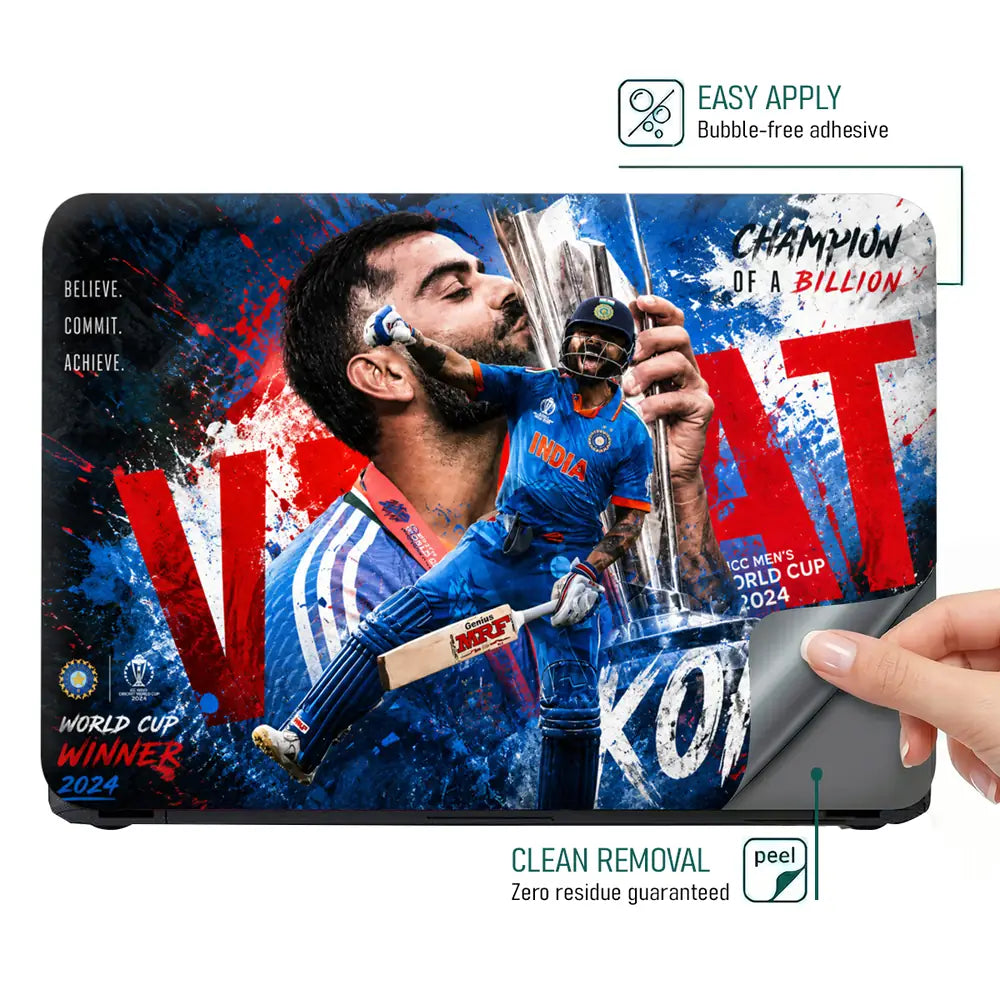 Sports Cricket Kohli World Cup 2024 Laptop Skin - View 4