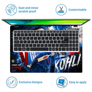 Sports Cricket Kohli World Cup 2024 Laptop Skin - View 5