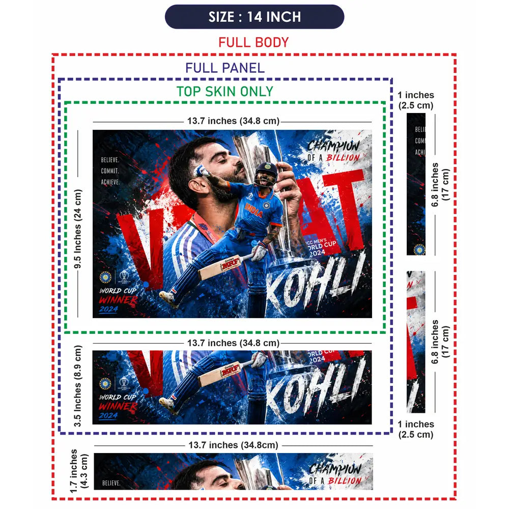 Sports Cricket Kohli World Cup 2024 Laptop Skin - View 7