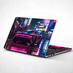 Sports Supercar in Night the City Laptop Skin - View 1
