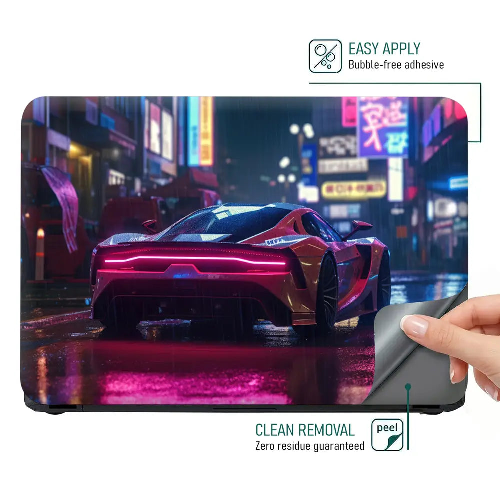 Sports Supercar in Night the City Laptop Skin - View 4