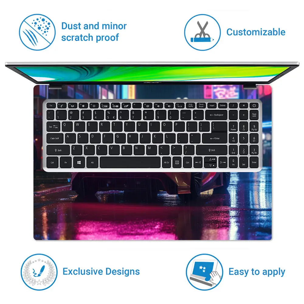 Sports Supercar in Night the City Laptop Skin - View 5
